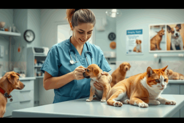 Imagem de um curso de Auxiliar de Veterinária com foco no cuidado e amor pelos animais.