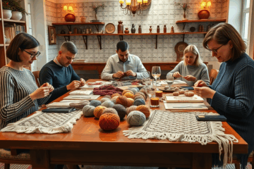 Imagem de uma aula de tricô de luxo com técnica gourmet.
