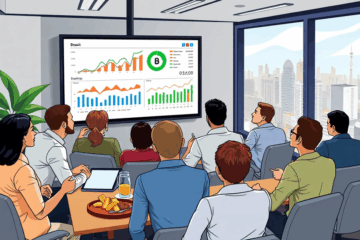 Imagem destacada mostrando profissionais em uma masterclass de contabilidade corporativa.