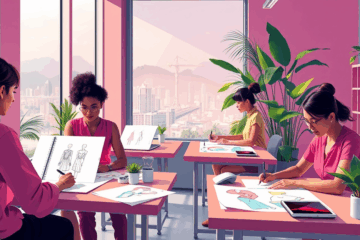 Imagem de alunos participando do Curso Elite de Técnico em Moda, focados em aprendizagem de estratégias para alta monetização