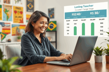 Imagem de um professor ensinando Espanhol online, representando o potencial de ganhos no LinguaViva Cursos.