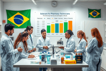 Imagem de profissionais técnicos em farmácia aprimorando suas habilidades em um laboratório.