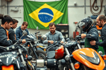 Imagem de uma aula prática no curso Avançado de Manutenção de Motos do MotoService Academy.